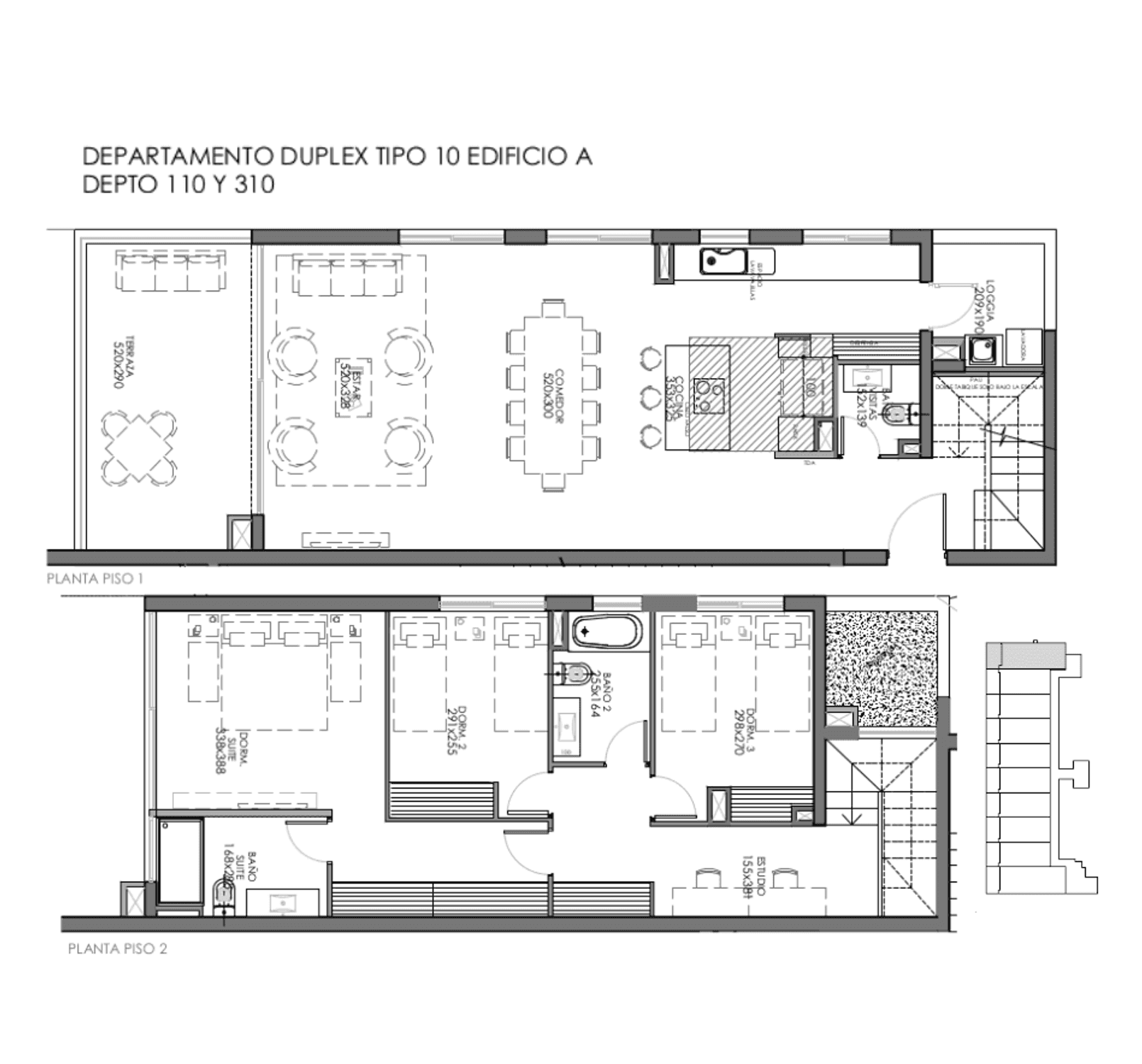 Plano TIPO 10 Edificio A - Duplex 110-310