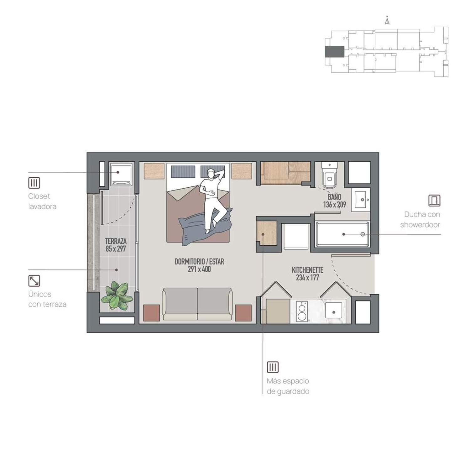 Plano Depto 407 - 29m2
