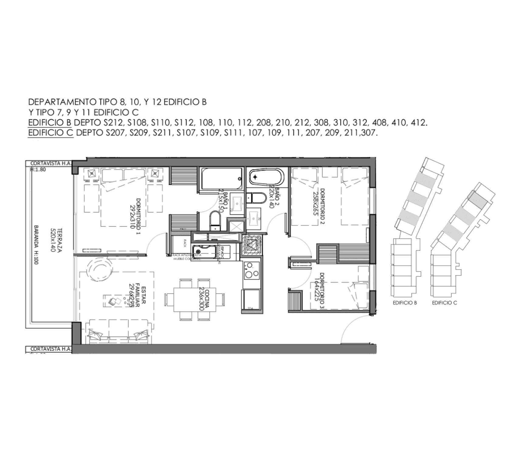 Plano TIPO 7, 9 y 11 Edificio C