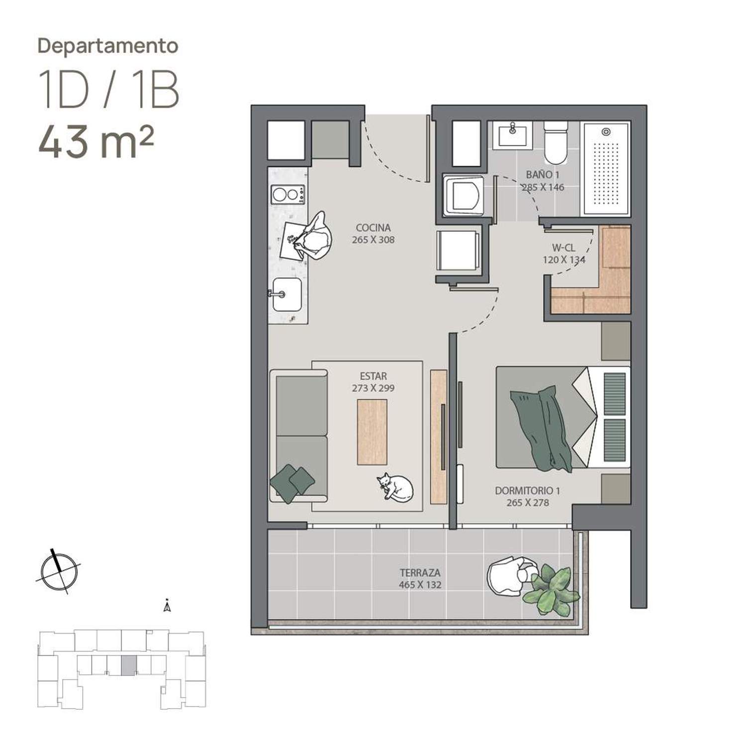 Plano Depto 507 - 1D/1B