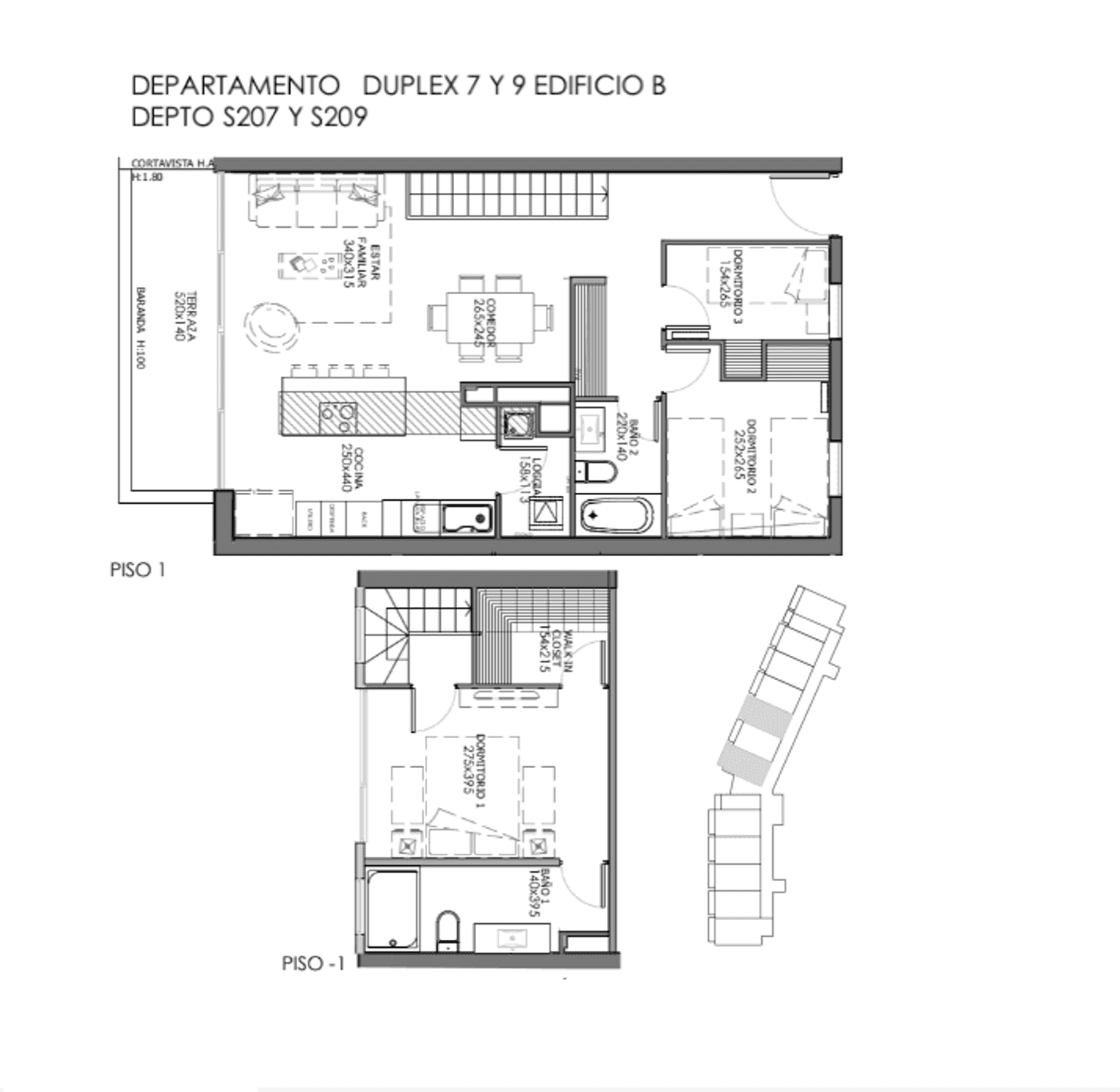 Plano S207 y S209 Edificio B – DUPLEX