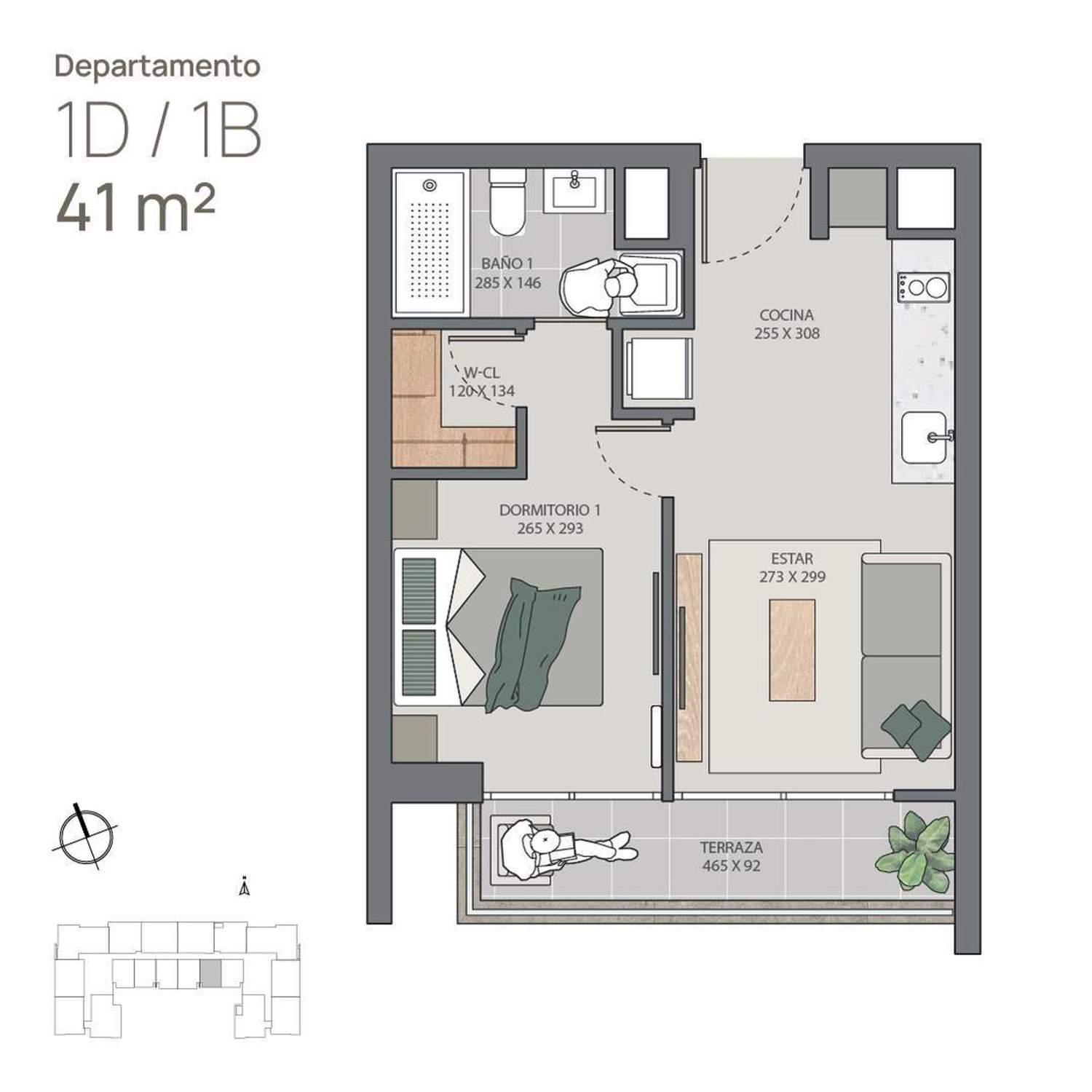 Plano Depto 509 - 1D/1B