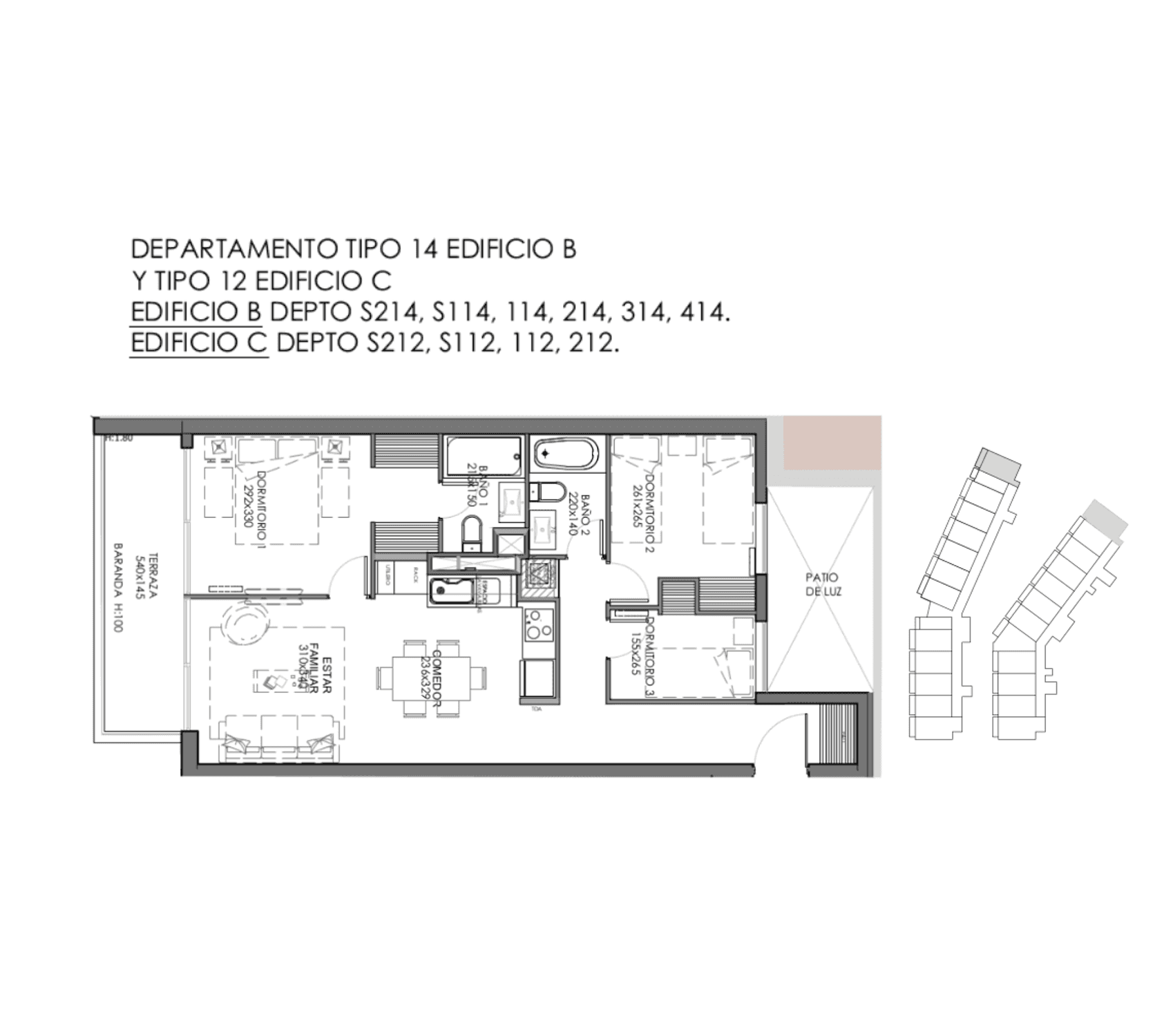 Plano TIPO 12-14 Edificio B y C