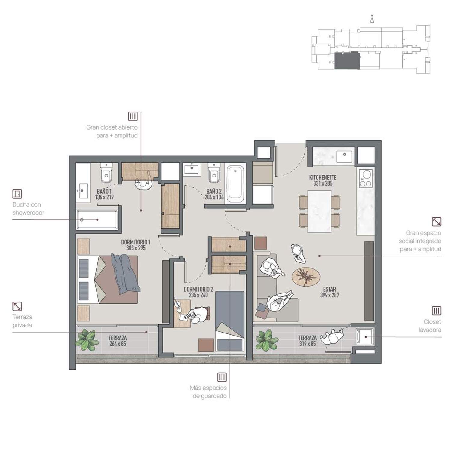 Plano Depto 405 - 65m2