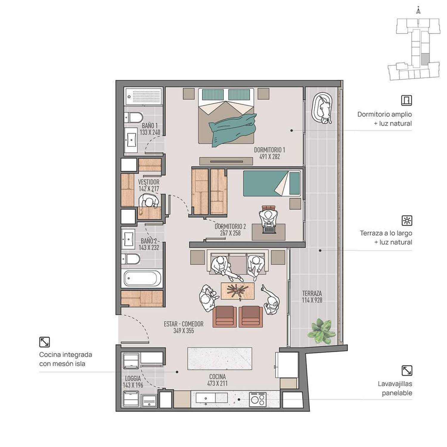 Plano 208 - 90 m²