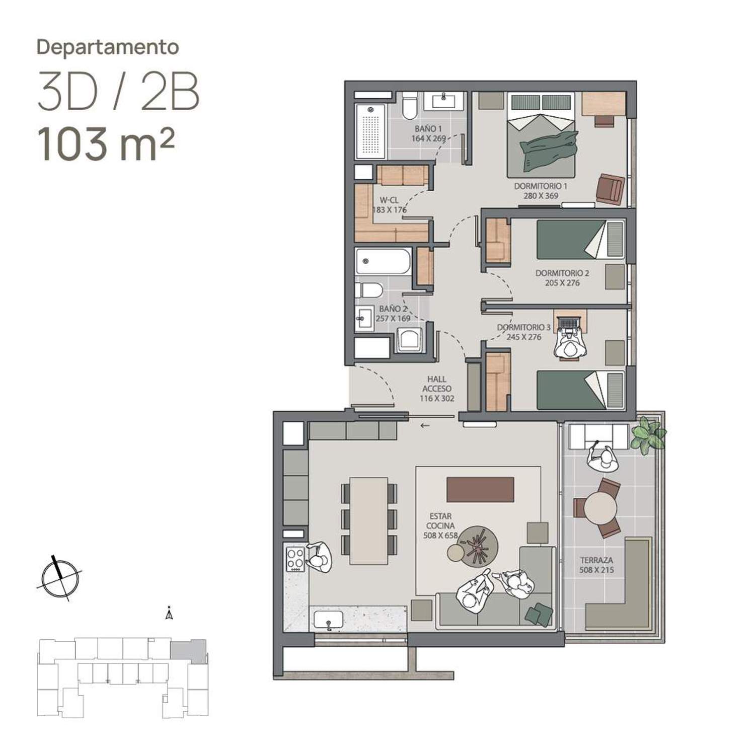 Plano Depto 504 - 3D/2B