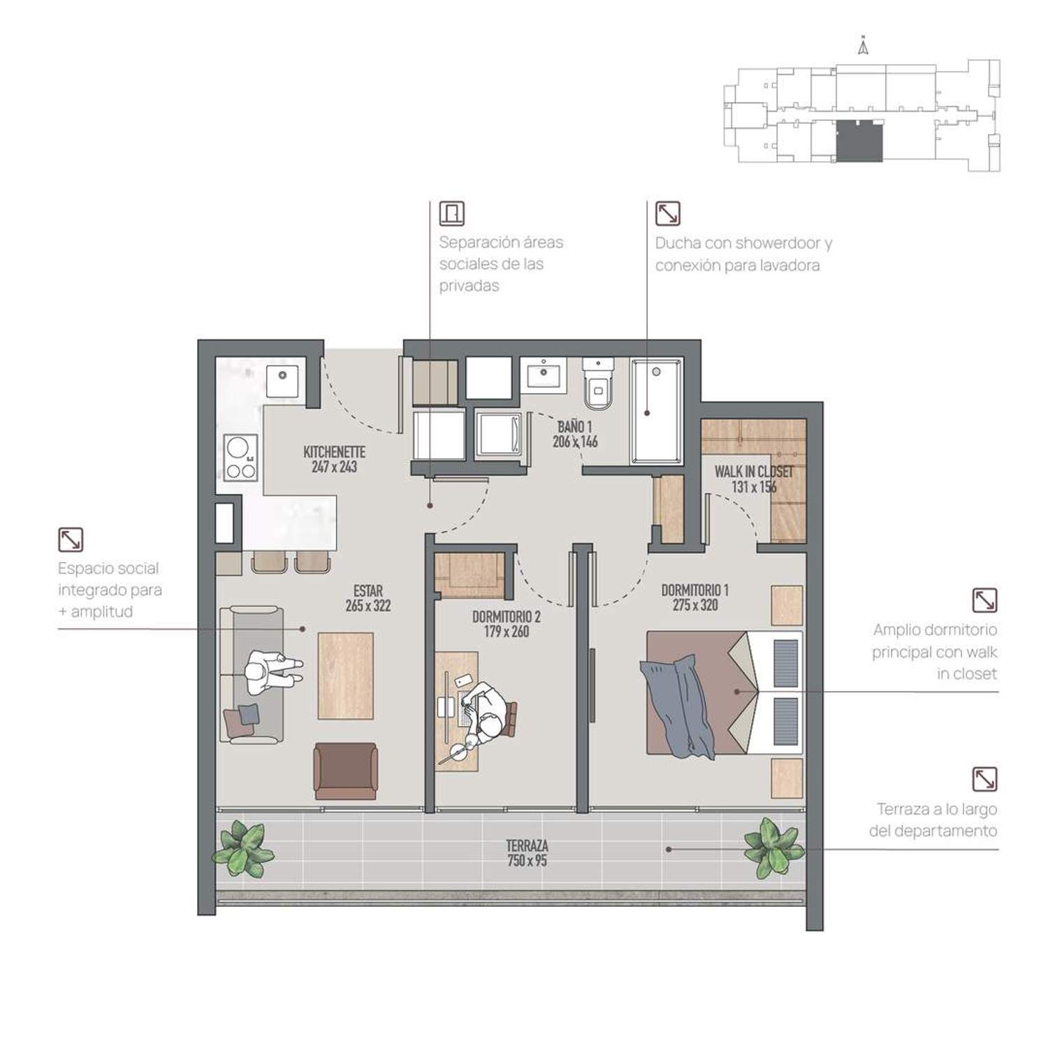 Plano Depto 404 - 52m2