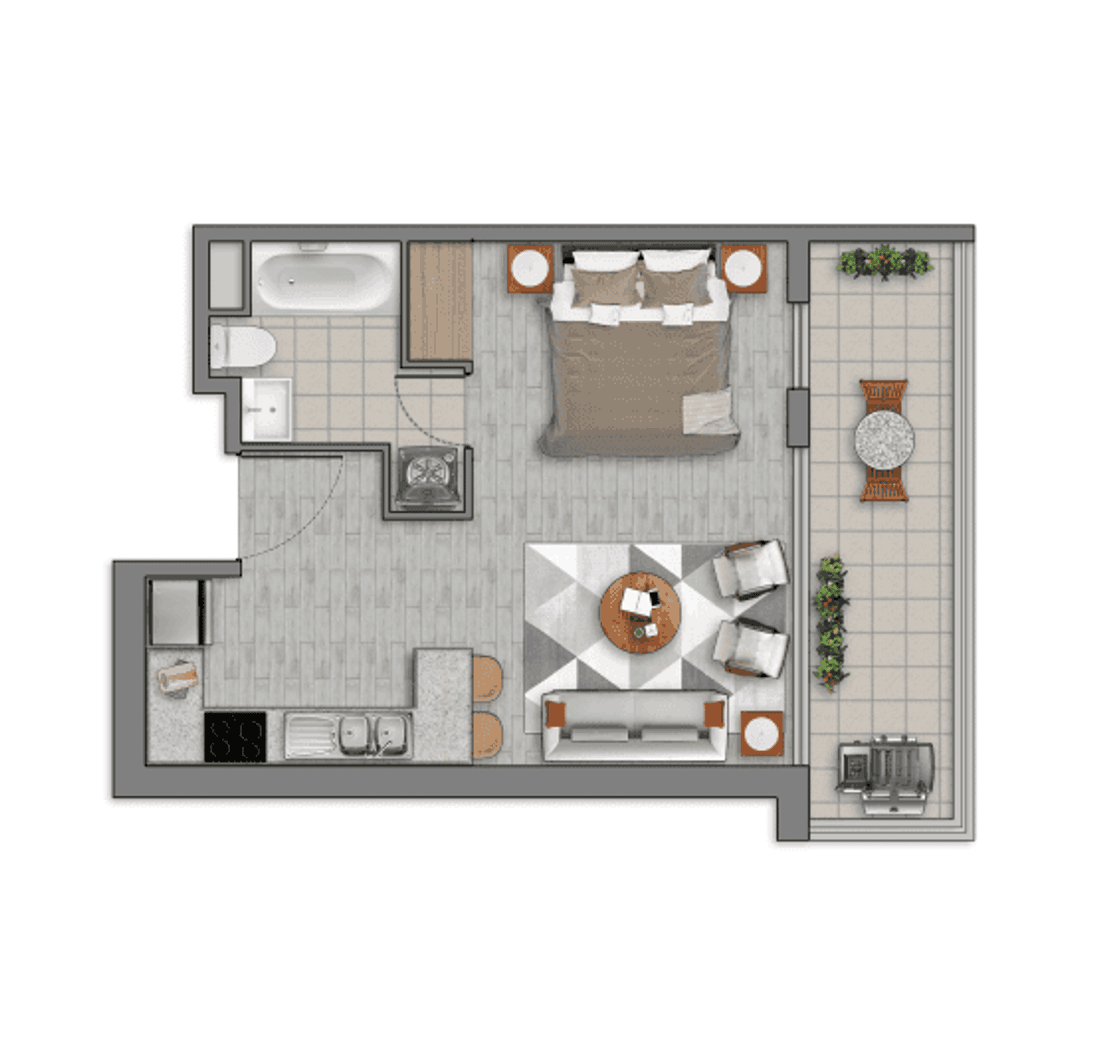 Plano Dpto Estudio - 39,80mts