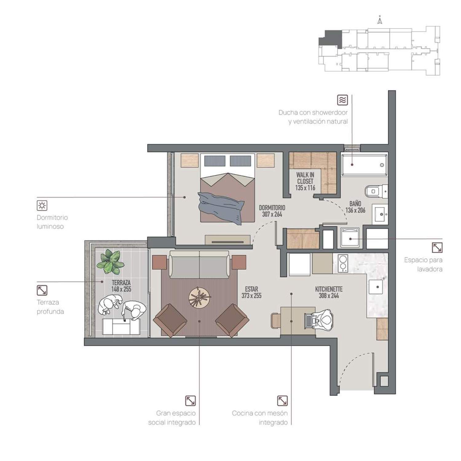 Plano Depto 408 - 45m2
