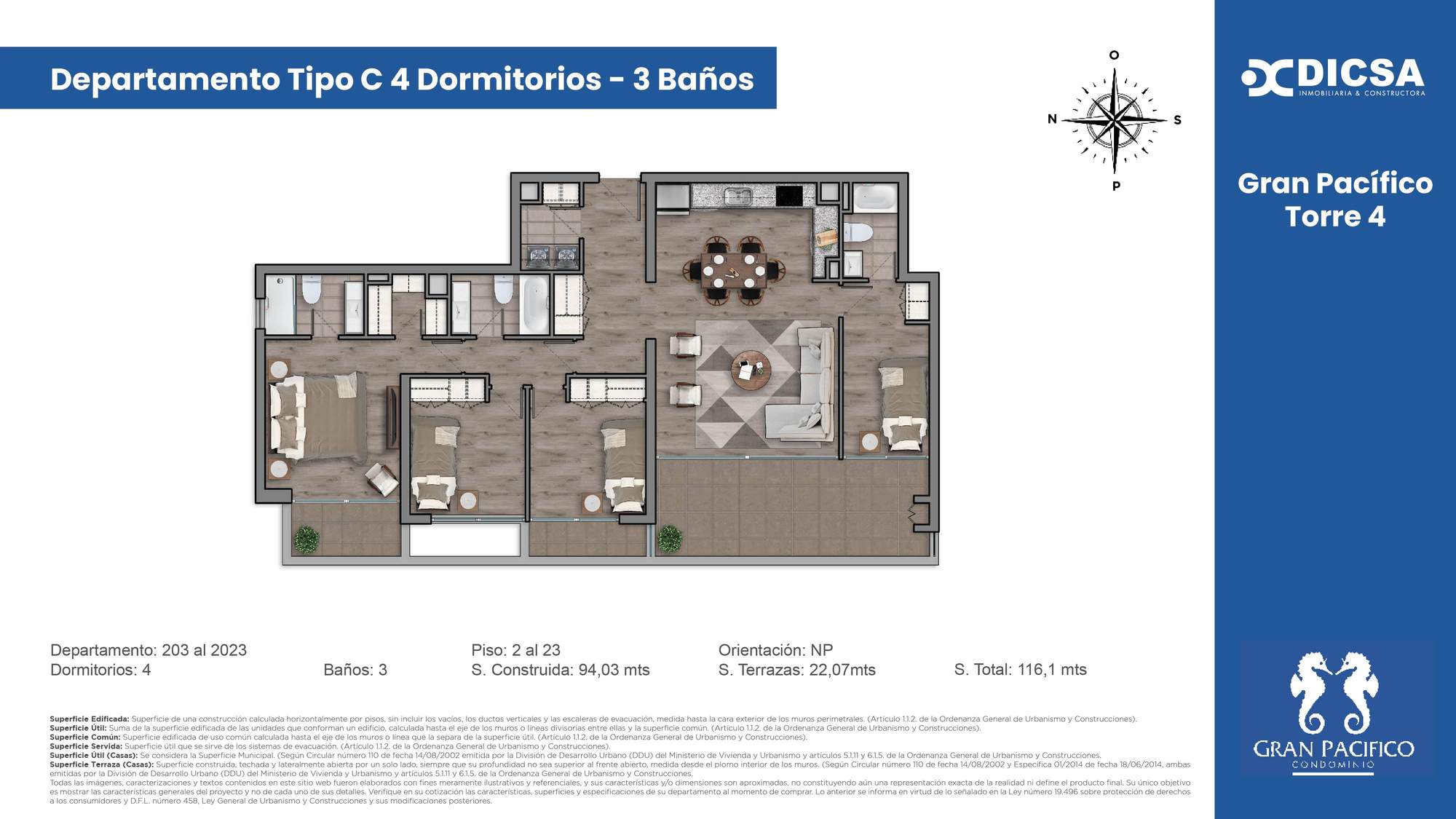 Plano Departamento Tipo C   4D-3B