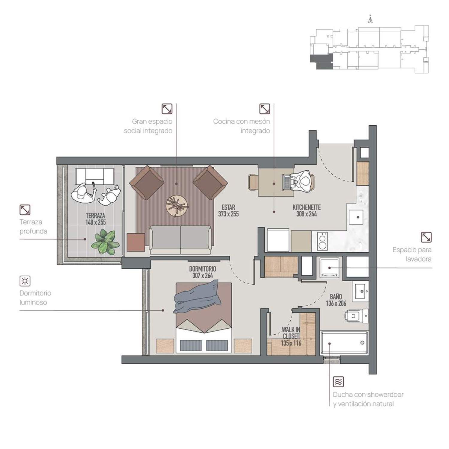 Plano Depto 406 - 44m2
