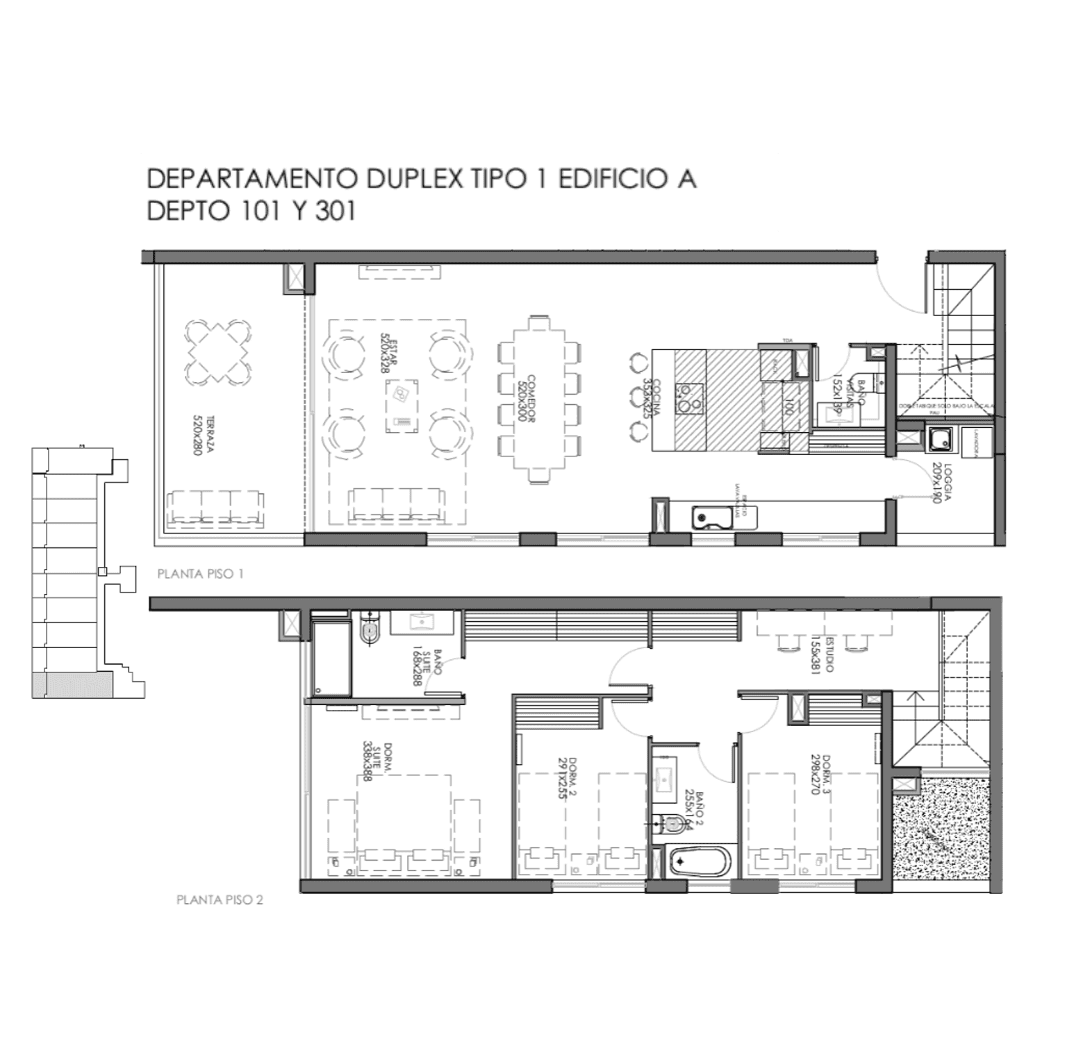 Plano 101 - 301 Edificio A – Duplex