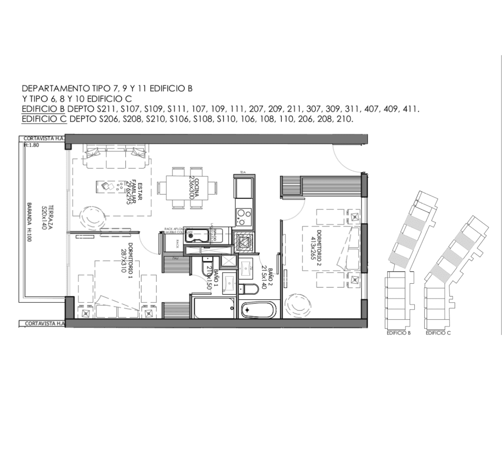 Plano TIPO 6, 8 y 10 Edificio C